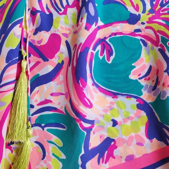 HTF Lilly Pulitzer Lettie Silk Caftan Small Safari Sighted Flowy Oversizedβ Med - Picture 9 of 16